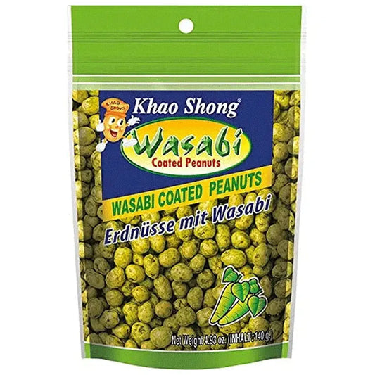 Khao Shong Wasabi Coated Peanuts 140g/ Khao Shong zemesrieksti wasabi glazūrā 140 g Khao Shong
