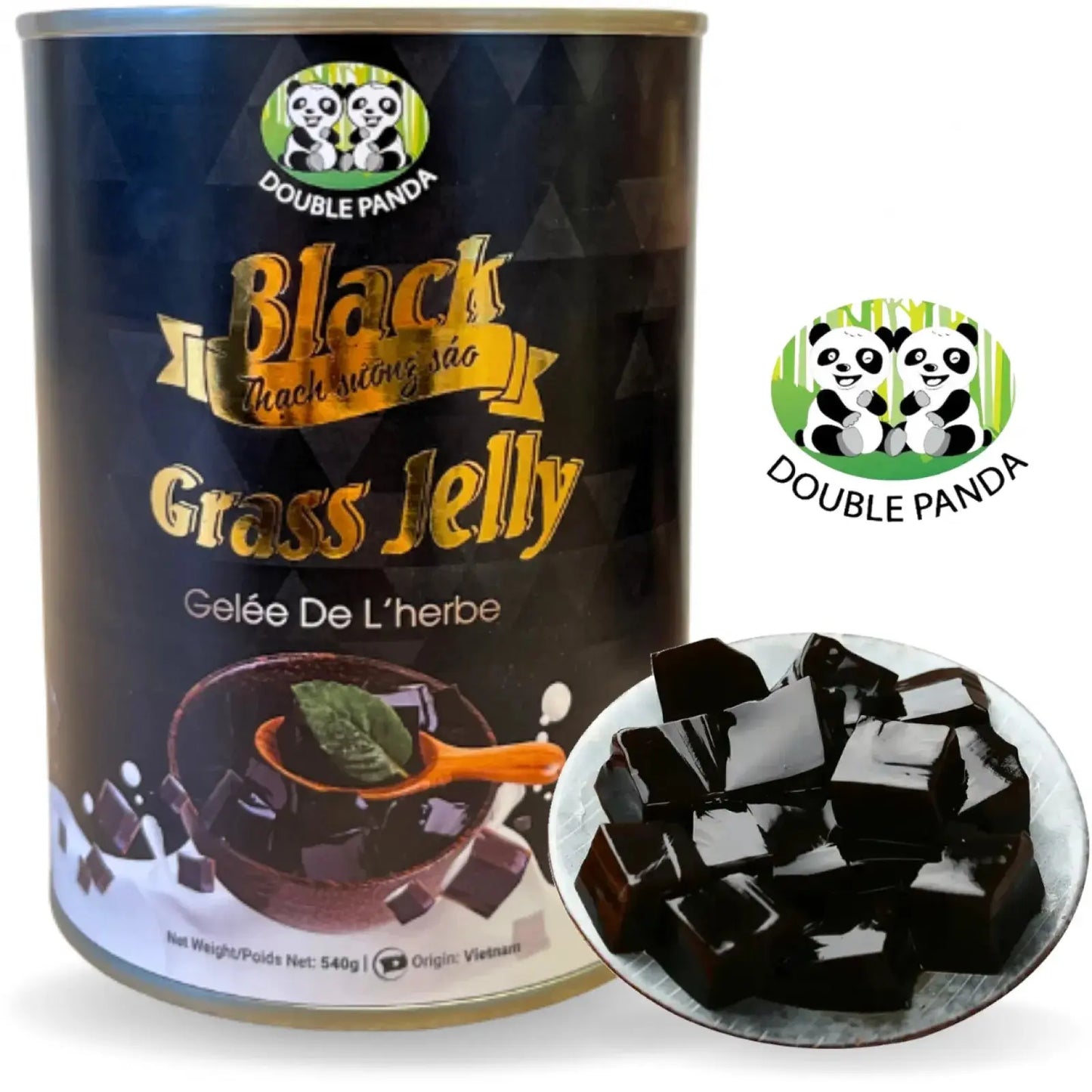 DOUBLE PANDA Black Grass Jelly 540g VN - Oishii Asian Mart