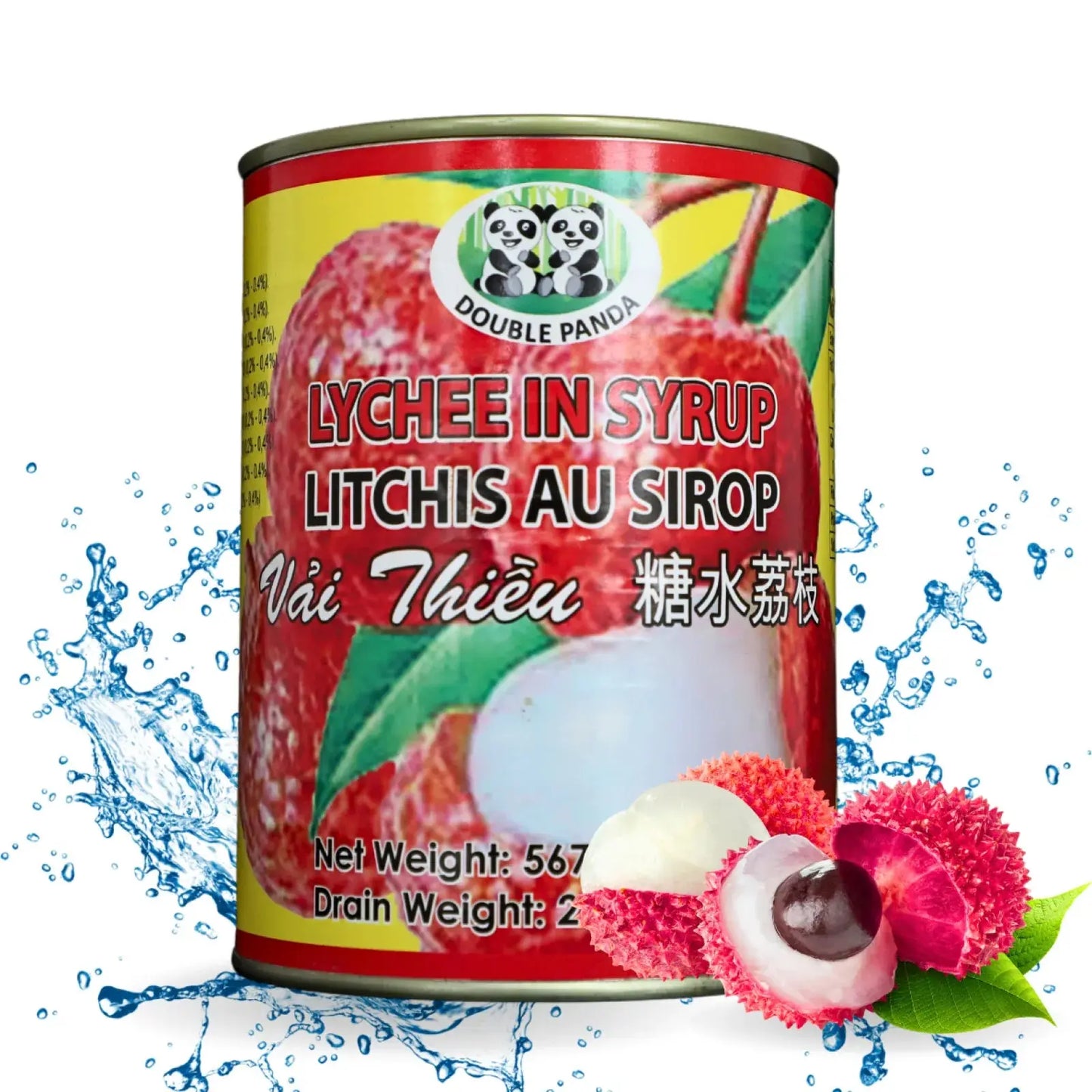 DOUBLE PANDA canned lychee in syrup 567g VN Double Panda