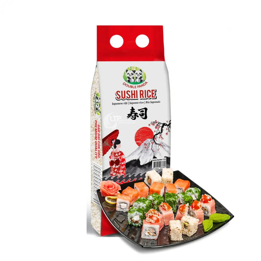 DOUBLE PANDA Sushi Rice 1kg/ DOUBLE PANDA Suši Rīsi 1kg Double Panda