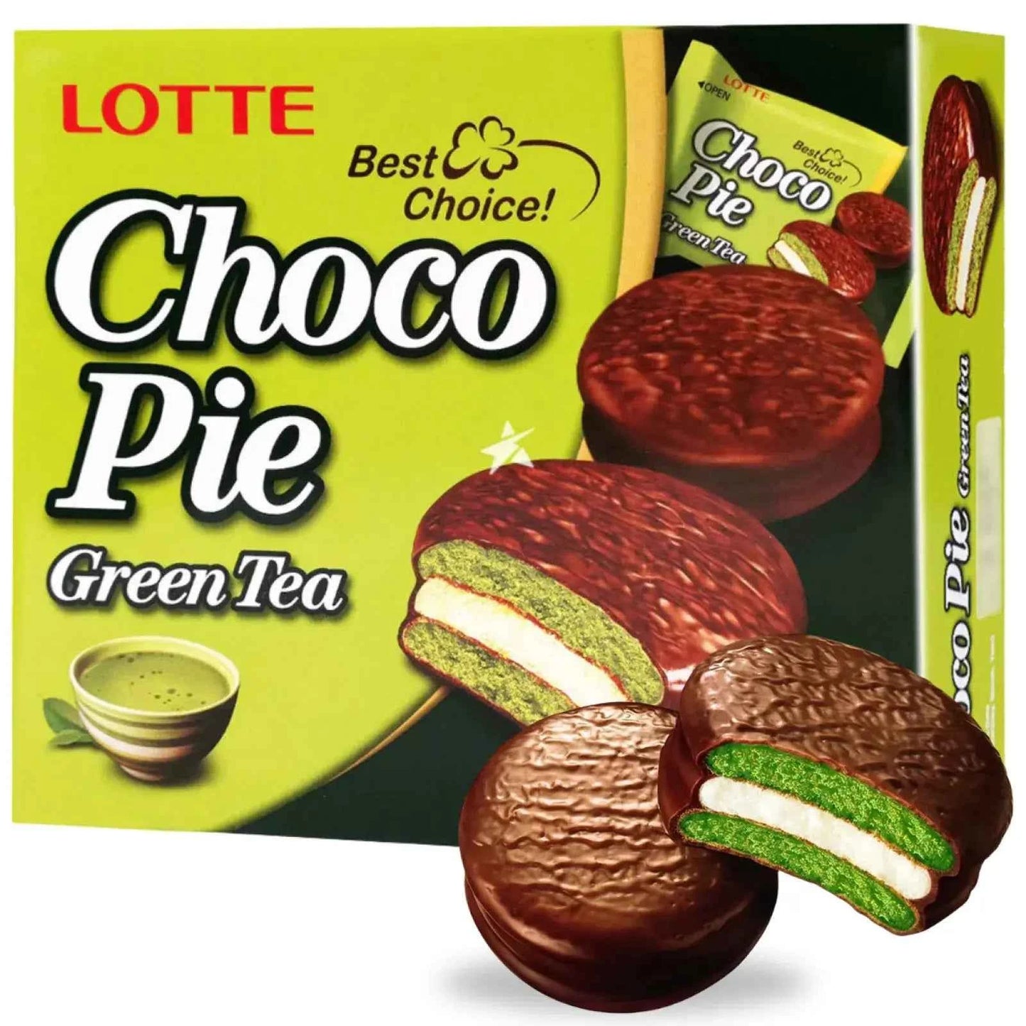 LOTTE Chocopie Green Tea 336g/ LOTTE Chocopie Zaļās Tējas Garša 336g