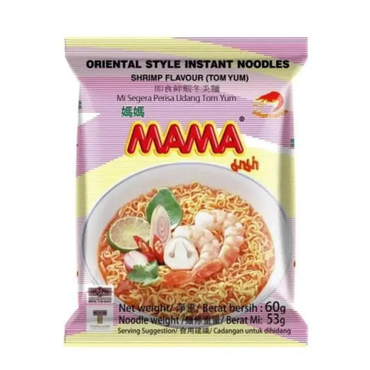 MAMA Instant noodles shrimp Tom Yum 60 g/ MAMA ātri pagatavojamās garneļu nūdeles Tom Yum 60 g - Oishii Asian Mart