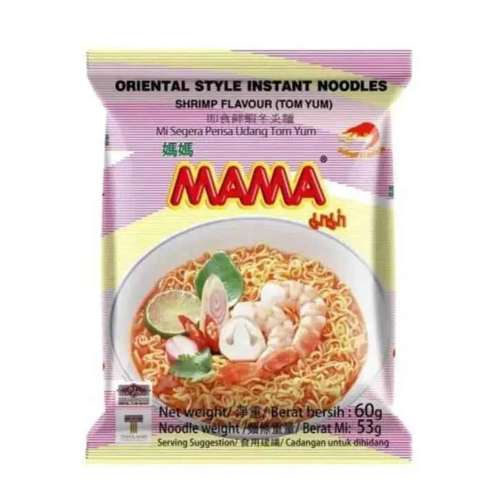 MAMA Instant noodles shrimp Tom Yum 60 g/ MAMA ātri pagatavojamās garneļu nūdeles Tom Yum 60 g