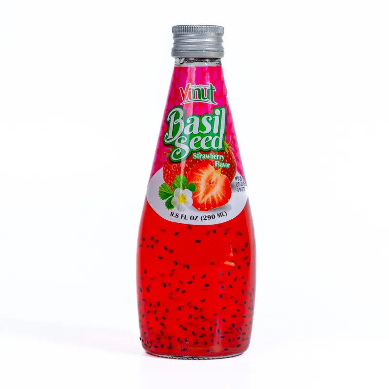 Basil Seed Drink Strawberry 290ml/ Bazilika sēklu dzēriens ar zemeņu garšu 290ml - Oishii Asian Mart