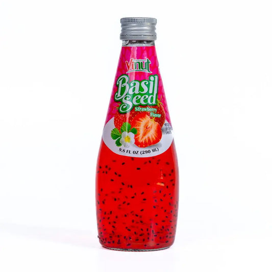 Basil Seed Drink Strawberry 290ml/ Bazilika sēklu dzēriens ar zemeņu garšu 290ml - Oishii Asian Mart