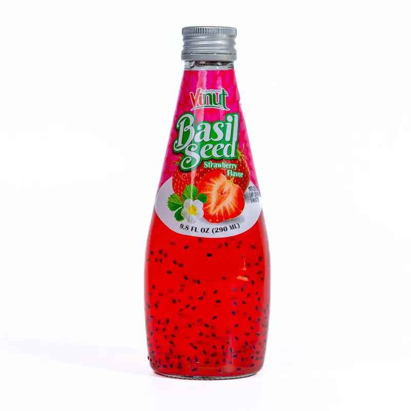 Basil Seed Drink Strawberry 290ml/ Bazilika sēklu dzēriens ar zemeņu garšu 290ml