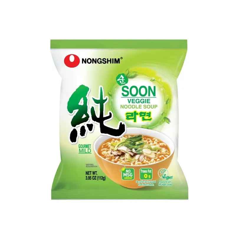 Nongshim Soon Veggie Ramyun Noodles/ Veģitārās Ramyun nūdeles 112g (Koreja)