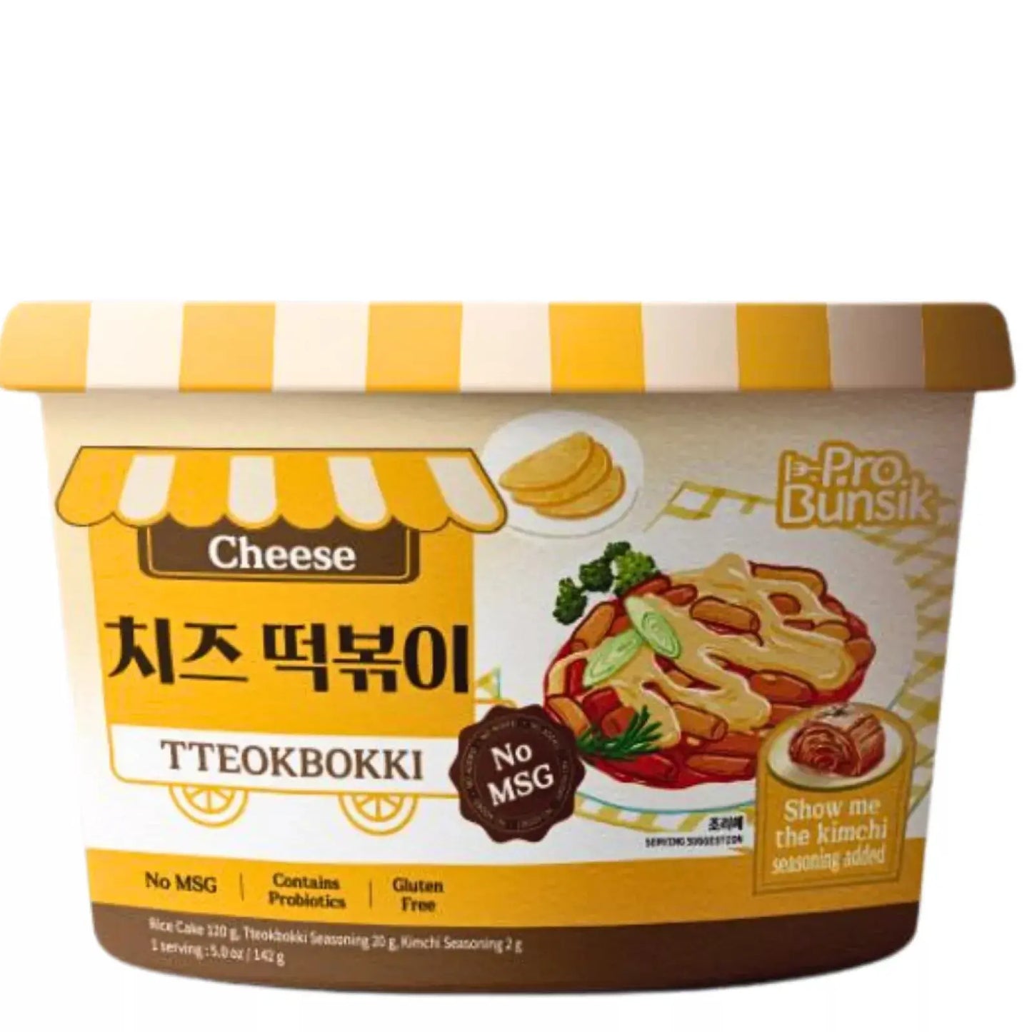 ProBunsik Cheese Tteokbokki Bowl 142g / ProBunsik Siera Tteokbokki Bļodā 142g - Oishii Asian Mart
