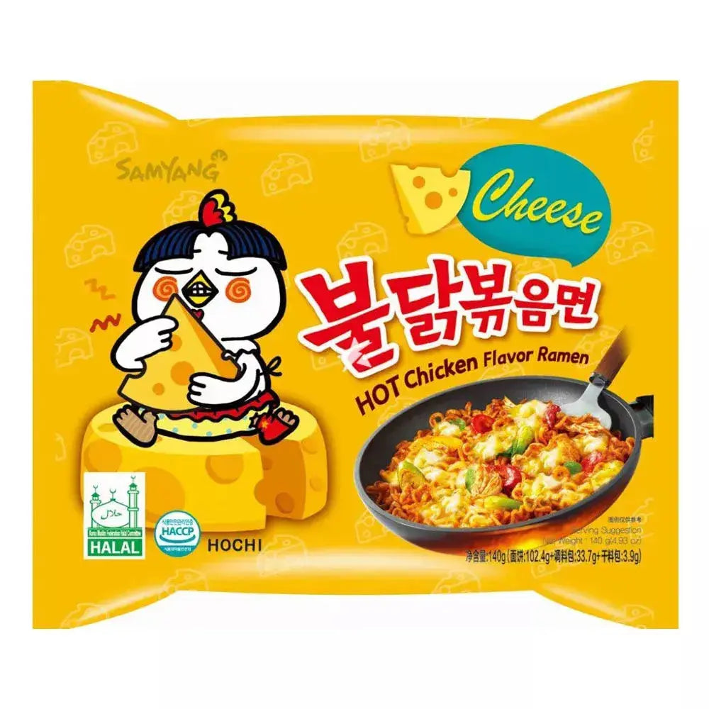 Samyang Cheese Buldak Fire Hot Spicy Chicken 130g/ Samyang Siera Buldak Ļoti Asās Vistas Nūdeles 130g - Oishii Asian Mart