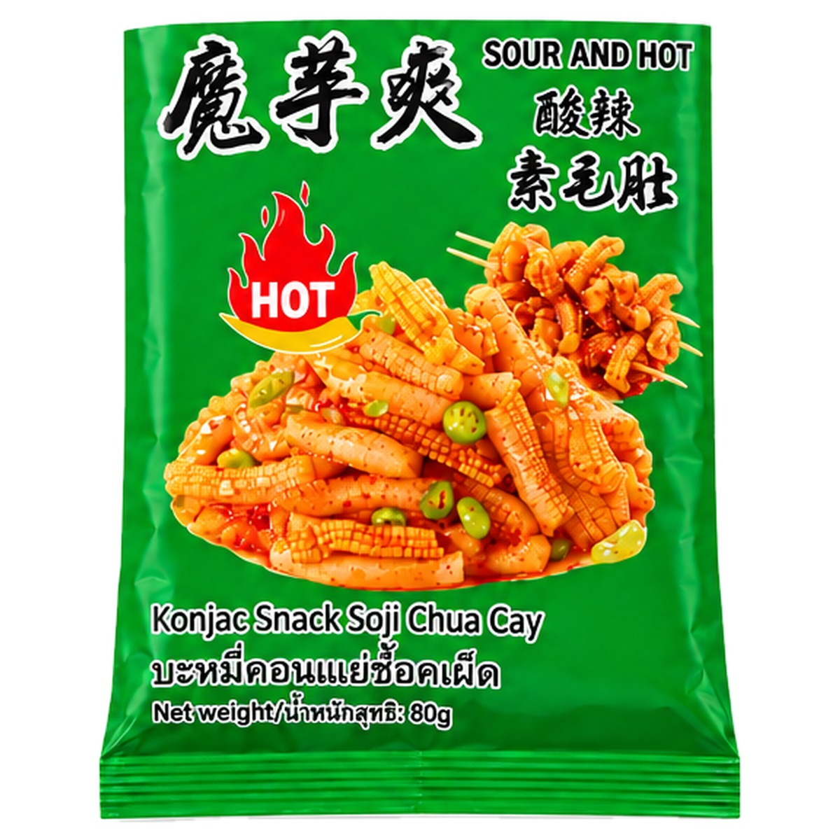 Konjac Shuang Hot & Sour 80g/ Konjac Shuang Skāba un Asa garša Individuālais iepakojums 80g