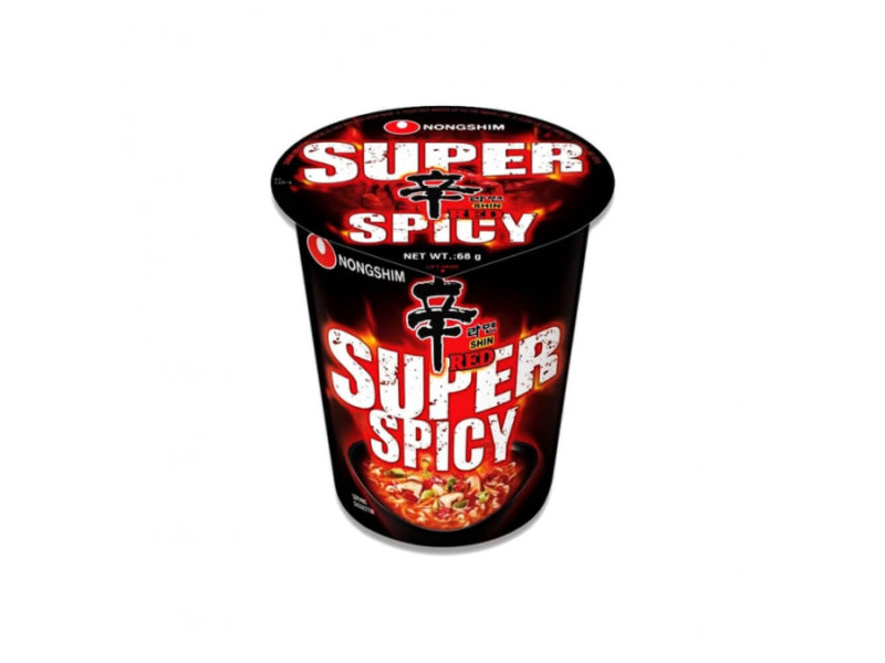 Nongshim 68g Shin Red Super Spicy Cup Noodle/ Nongshim 68g Shin Sarkanās Super Asās Nūdeles Trauciņā