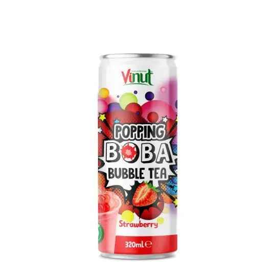 VINUT Popping Boba Strawberry Tea 320ml/ VINUT popping boba zemeņu tēja 320ml