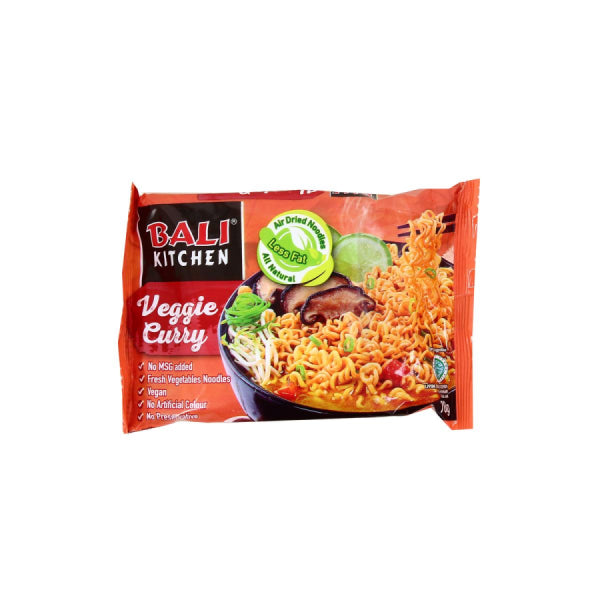 Bali kitchen Veggie Curry Instant noodles 70g/ Bali virtuve Veggie Curry ātri pagatavojamās nūdeles 70g