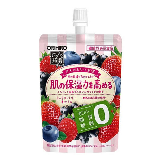 ORIHIRO Konnyaku Jelly Plus Mix Berry Flavour 130g/ ORIHIRO Konjakas želeja ar jauktu ogu garšu 130g