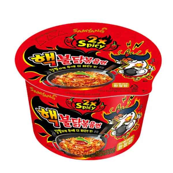 Samyang Hot Chicken Flavour Ramen (2xSpicy) Big Bowl 105g/ Samyang Asās Vistas Garšas Ramen (2x Asāks) Lielā Bļoda 105g