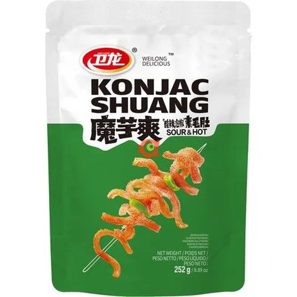 Wei Long Konjac Strips Sour &amp; Hot Flavor 252g/ Wei Long Konjac Strips Skāba un Asa garša 252g