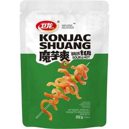 Wei Long Konjac Strips Sour &amp; Hot Flavor 252g/ Wei Long Konjac Strips Skāba un Asa garša 252g