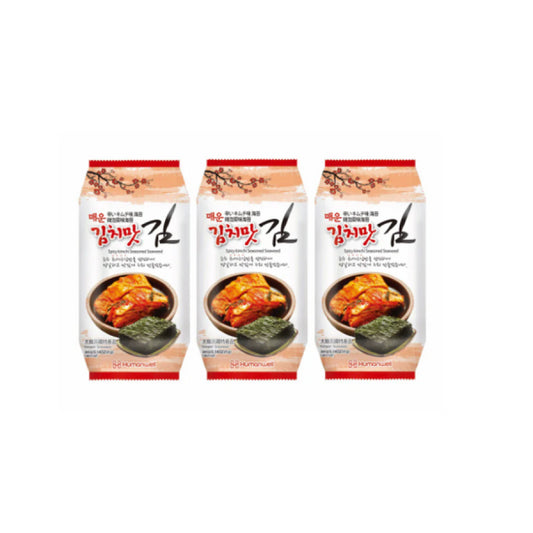 Spicy Kimchi Seasoned Seaweed 4gx3/ Asais Kimči Garšotās Jūraszāles 4g x 3 - Oishii Asian Mart