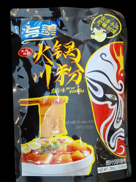 YUMEI Hot Pot Wide Noodle Garlic Flavor 285g/ YUMEI Karstā Katla Plata Nūdele ar Ķiploku Garšu 285g - Oishii Asian Mart