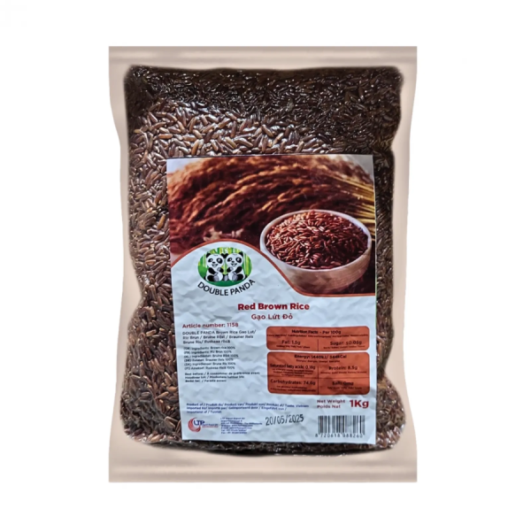 DOUBLE PANDA Red Brown Rice Gao Lut Do 1kg/ DOUBLE PANDA sarkanbrūnie rīsi Gao Lut Do 1kg