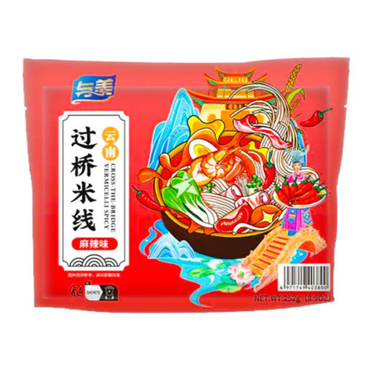 Yumei Cross The bridge Vermicelli spicy 252g/ Yumei Cross the Bridge vermicelli nūdeles, pikantas, 252 g (Ķīna) Yumei