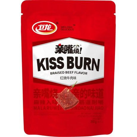 Kiss Burn Braised Beef Flavour 260g/ Kiss Burn liellopa gaļas garšas uzkoda 260 g (ĶĪNA) Wei Long