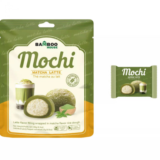 BAMBOO HOUSE Matcha Latte Mochi 180g/ BAMBOO HOUSE Mača lattes moči 180g (Taivāna) Oishii Asian Mart