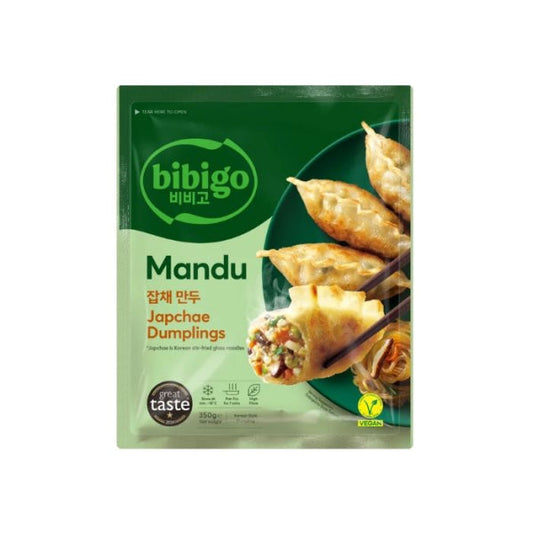 BIBIGO pelmeņi Japchae, augu izcelsmes Gyoza Mandu 350 g (Koreja) BIBIGO