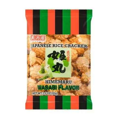 Amanoya Himemaru Rice Cracker Wasabi Flavor 85g/ Amanoya Himemaru rīsu kraukšķi ar vasabi garšu, 85 g