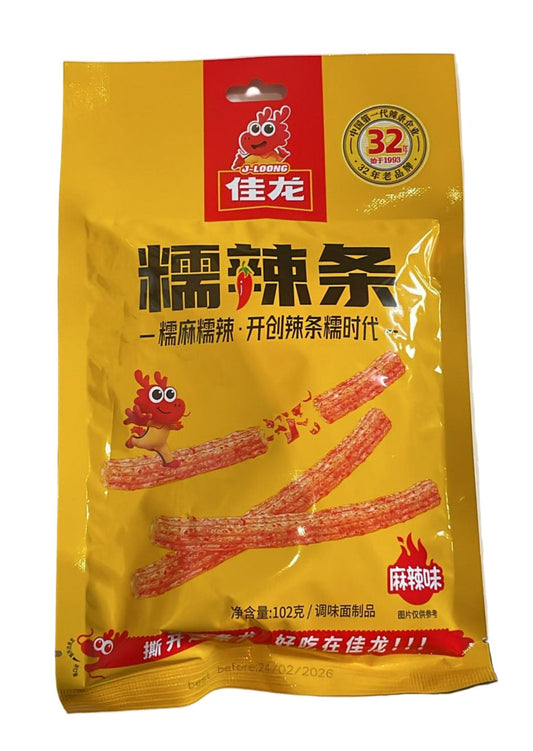 JiaLong Sticky Spicy Strips Hot Spicy (Latiao) 102g/ JiaLong lipīgie asie salmiņi (Latiao), ļoti asi 102 g JIALONG