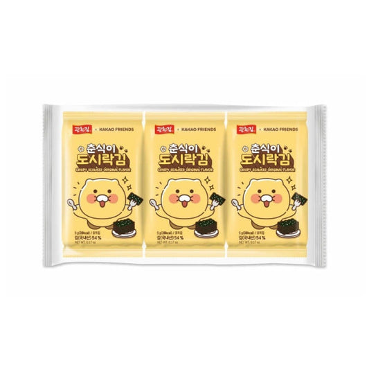 KCK Kakao Friends Seaweed original flavour 3x5g/ KCK Kakao Friends jūraszāles, oriģinālā garša 3×5 g Oishii Asian Mart