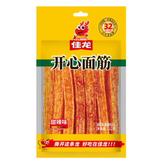 JIALONG Sweet and Spicy Gluten Snack (Latiao), 112g/ Jialong saldskābā un asā lipekļa uzkoda (Latiao) 112 g Oishii Asian Mart