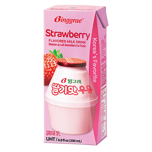 BINGGRAE Strawberry Milk 200ml/ BINGGRAE zemeņu piens 200ml Riva
