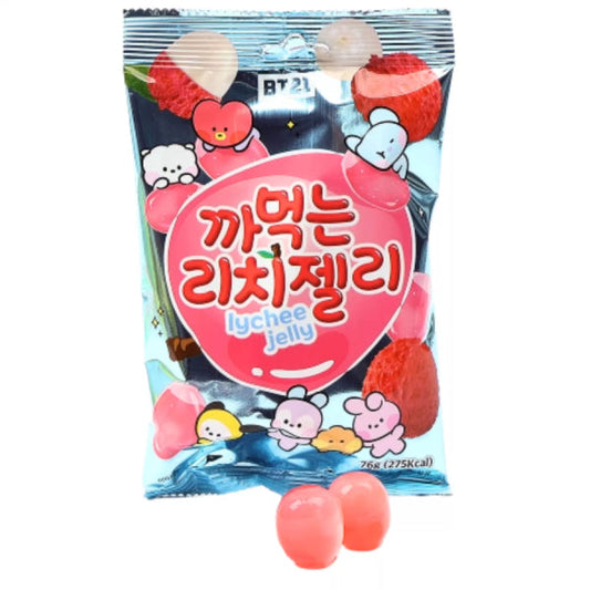 BT21 Lychee Peeling Soft Candy 76g/ BT21 ličī mīkstās konfektes 76g Amanoya