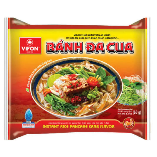 VIFON Rice Noodle Crab Flavor 60G Banh Da Cua/ VIFON Rīsu nūdeles ar krabju garšu 60 g The Han Kitchen