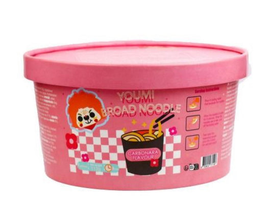 Youmi Broad Noodle Carbonara 112g/ Youmi Platās nūdeles Carbonara 112 g Oishii Asian Mart