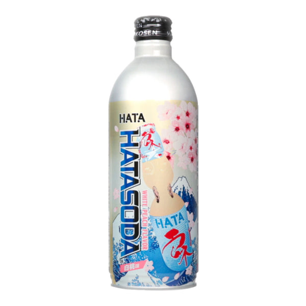 HATA Soda White Peach Flavor 500ml/ HATA baltā persika garšas limonāde 500 ml Oishii Asian Mart