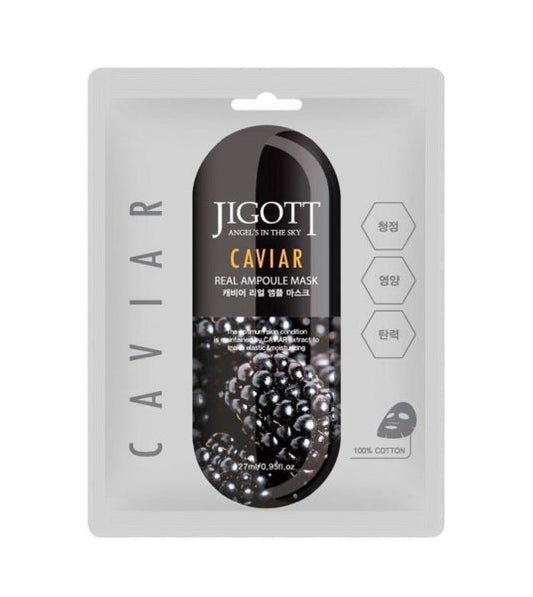Jigott Caviar Real Ampoule Sheet Mask/ Jigott kaviāra ampulu auduma maska Oishii Asian Mart