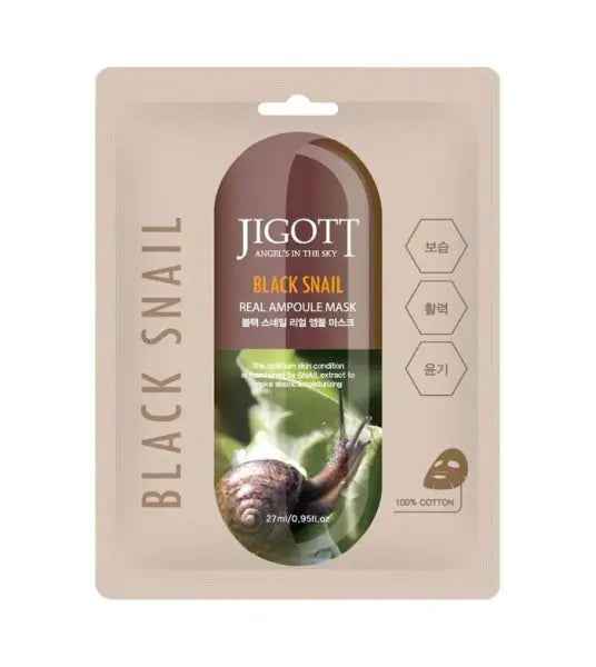 Jigott Black Snail Real Ampoule Mask/ Jigott melnā gliemeža ampulu maska