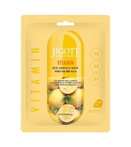 Jigott Vitamin Real Ampoule Sheet Mask/ Jigott vitamīnu ampulu auduma maska Oishii Asian Mart
