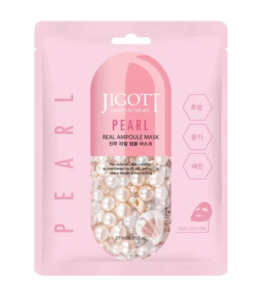Jigott Pearl Real Ampoule Sheet Mask/ Jigott pērļu ampulu auduma maska Oishii Asian Mart