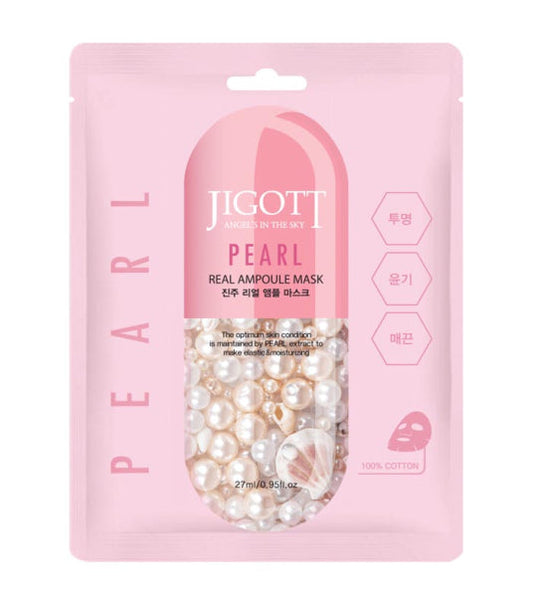 Jigott Pearl Real Ampoule Sheet Mask/ Jigott pērļu ampulu auduma maska Oishii Asian Mart