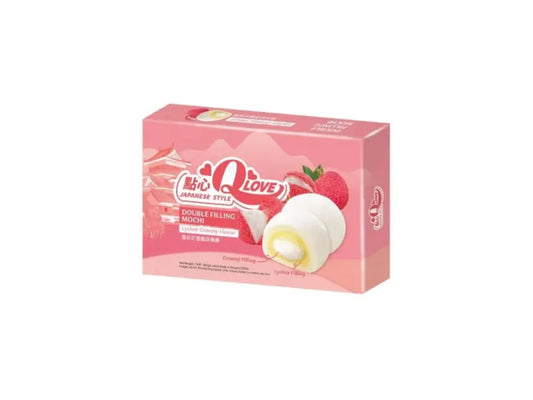 QLove Creamy Lychee Double Filling Mochi 180g/ QLove Krēmīgās ličijas dubultpildījuma moči 180g QLove