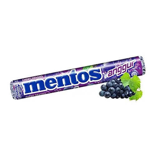 Mentos Grape Chewy Dragees/ Mentos vīnogu košļājamās dražejas Oishii Asian Mart