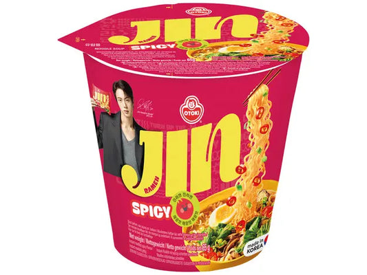 Ottogi Jin Cup Ramen Spicy 65g/ Ottogi Jin Kausa Rāmenis Asi 65 g Oishii Asian Mart