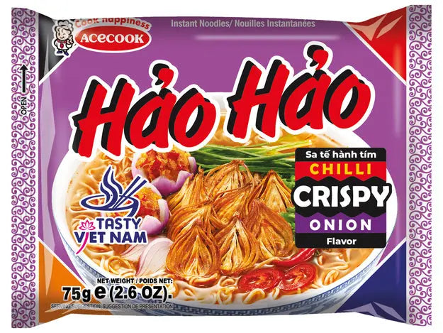 Hao Hao Chilli Crispy Onion 75g/ Hao Hao Kraukšķīgie Sīpoli ar Čili 75 g Oishii Asian Mart