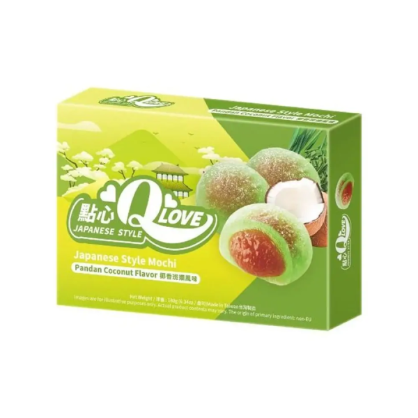 QLove Coconut Pandan Traditional Mochi 180g/ Kokosriekstu pandanus tradicionālie moči 180g - Oishii Asian Mart