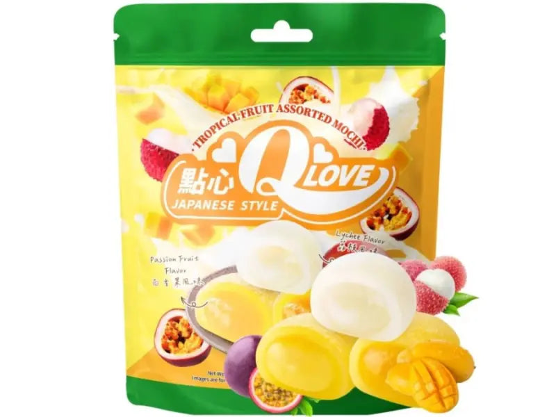 QLove Tropical Fruit Assorted Mixed Mochi 120g/ QLove tropisko augļu jauktie moči 120g - Oishii Asian Mart