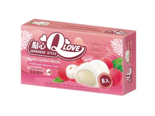 QLove Exotic Lychee Mini Mochi 80g/ QLove eksotiskie ličī mini moči 80g