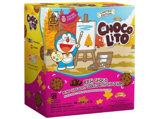 Chocolito Doraemon bagātīgas šokolādes ar šokolādes skaidiņām mini cepumi 38g